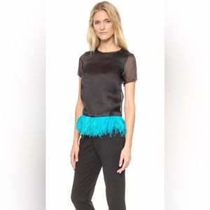 • Marchesa Voyage • silk ostrich feather trim blouse